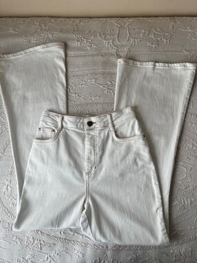 Boden Off White Denim High Waist Flare Jeans Like New